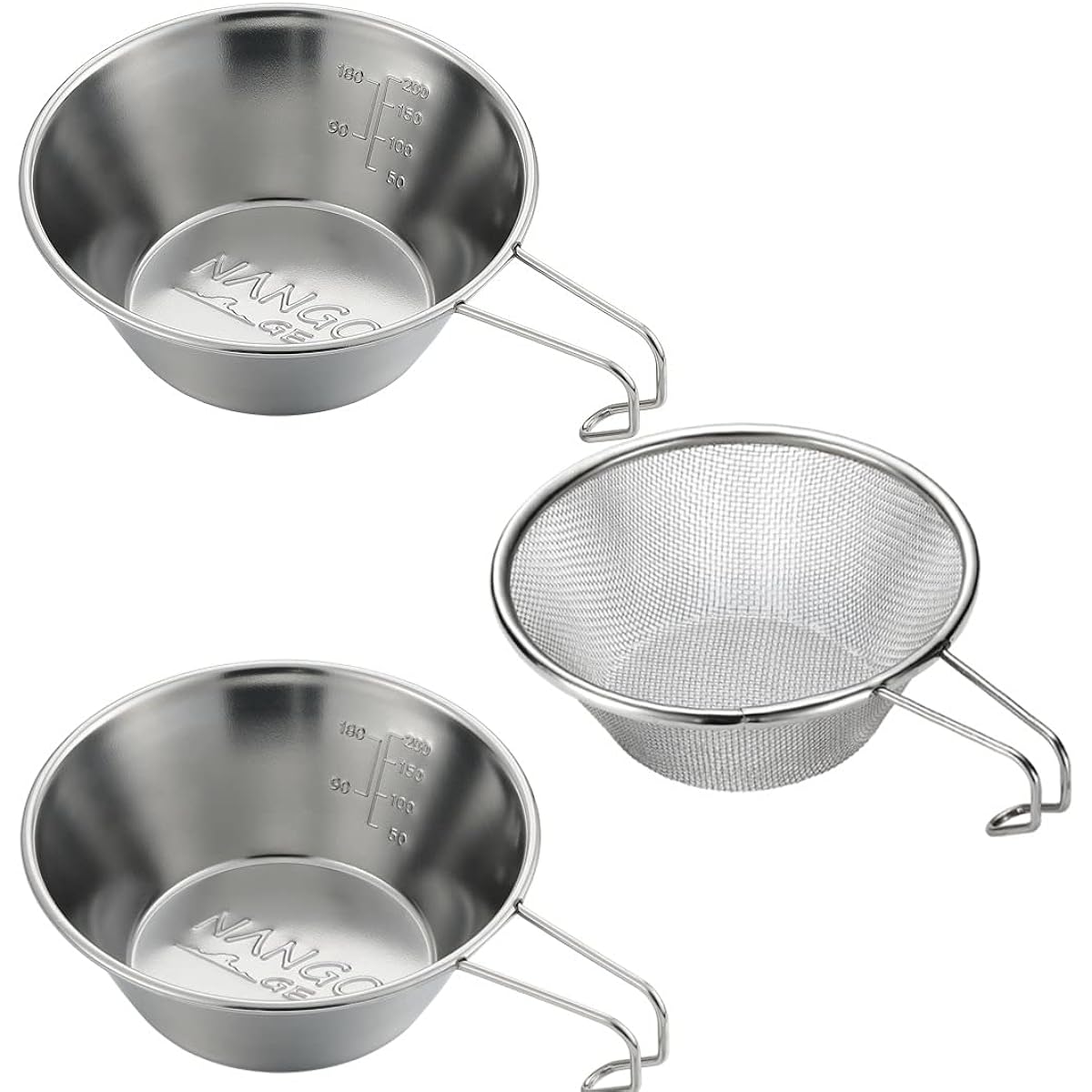 NANGGEAR Stainless Steel Shera Cup 2 Pieces Sherazaru Set 18-8 Stainless Steel 21110/21115 (S-220-2P/S-213)