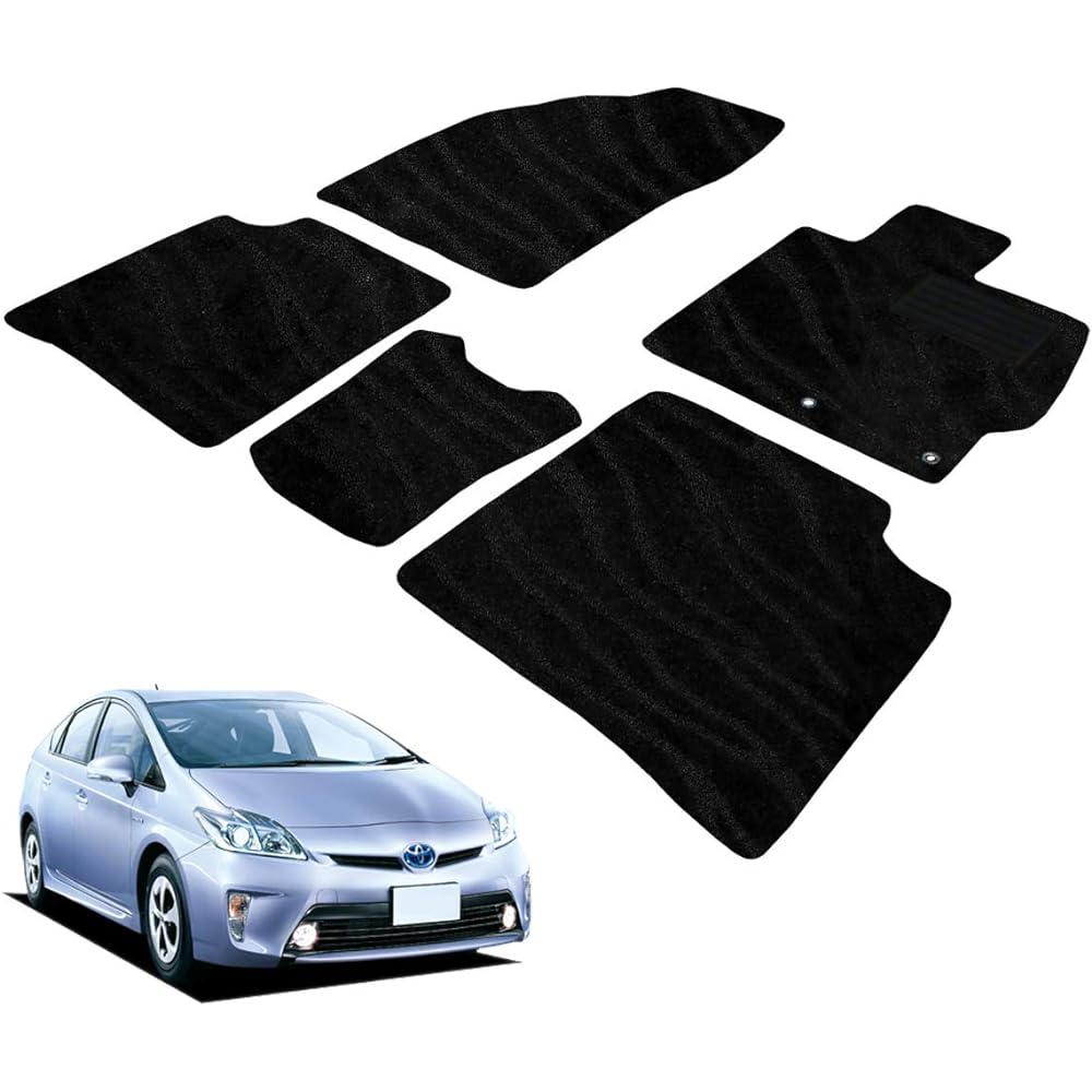 Fenice Car Mat Floor Mat Domestic Production (Toyota Prius 30 Series) <Early Model> Wave Black Anti-Slip Shape Resistant to Slip Car Mat (Car Parts Specialty Store)
