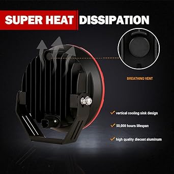 BANSIT 7 inch round LED Off -Light Red 2 pcs 210W 32000LM LED off -road light Super high -brightness off -road light driving light amber -light light wiring with harness 12V 24V pickup truck for UTV for UTV