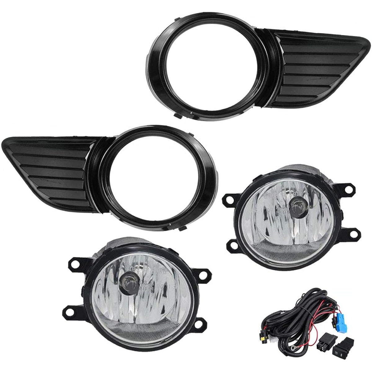 Driving fog light lamp exchanges Toyota Shinna 2011 2012 2015 2016 2016 2016 2017 H11 12V 55W Halogen Light bulb & Switch and Wiring Kit 81210-08020 81220-08020 (Clear Lens)