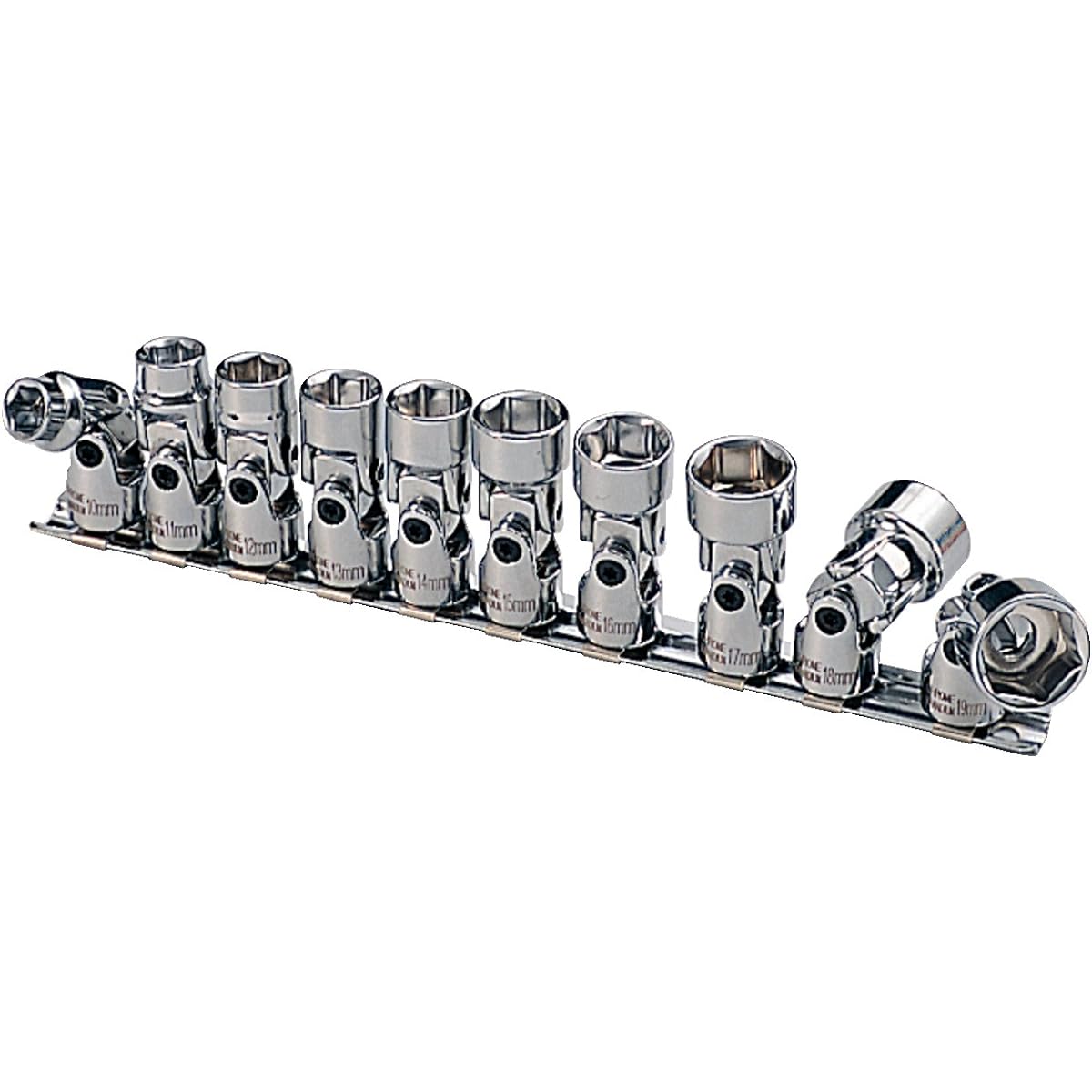 KS TOOLS 3/8" CHROMEplus Hexagonal socket set with flexible joint 10 pcs 10-19mm 911.3840
