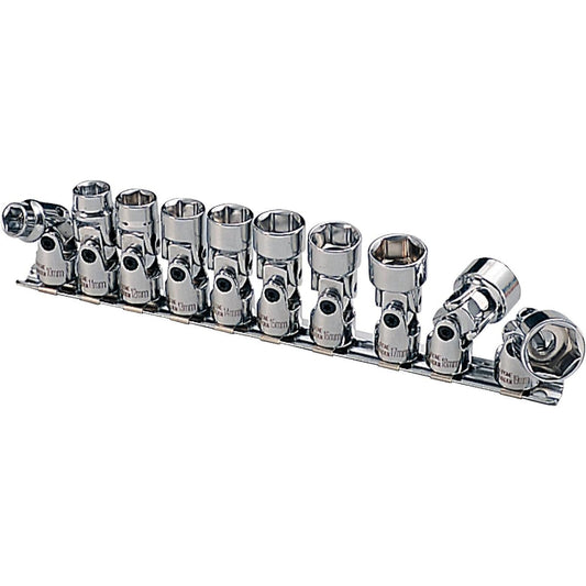 KS TOOLS 3/8" CHROMEplus Hexagonal socket set with flexible joint 10 pcs 10-19mm 911.3840