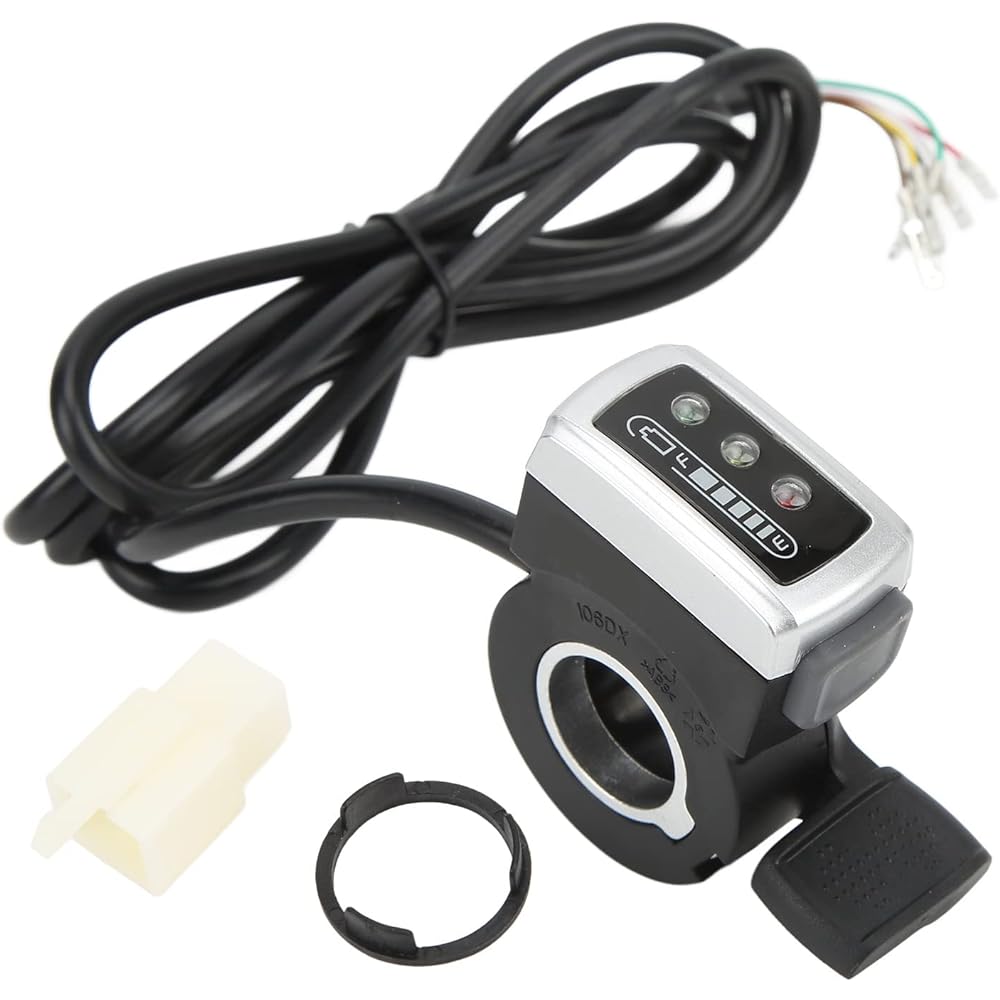 6 Wire Thumb Throttle 2mm Thumb Throttle with On/Off Switch Battery Indicator Aperture Assembly for Electric Bike Skate (36V)