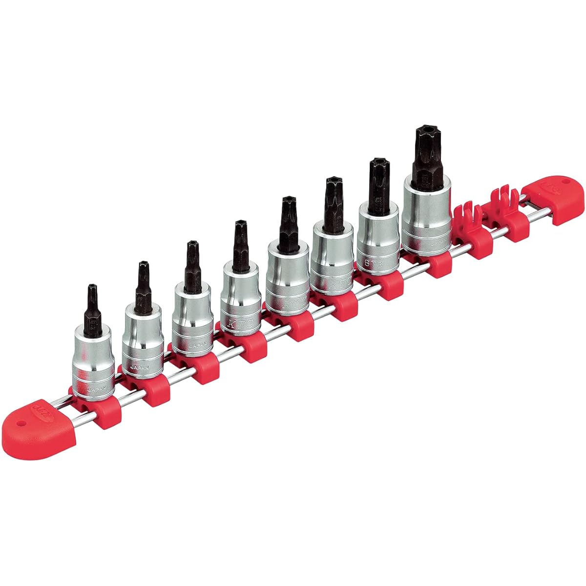 Kyoto Machinery Tools (KTC) 9.5mm (3/8 inch) Short T-type Tamper-proof Torx Bit Socket Set, Set of 8 TBT3S08TH
