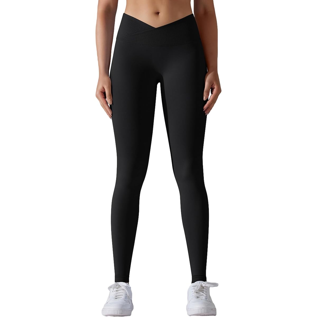 [ONEW] Workout Leggings V Cross High Waist Yoga Pants Seamless Butt Lifting Tight for Women