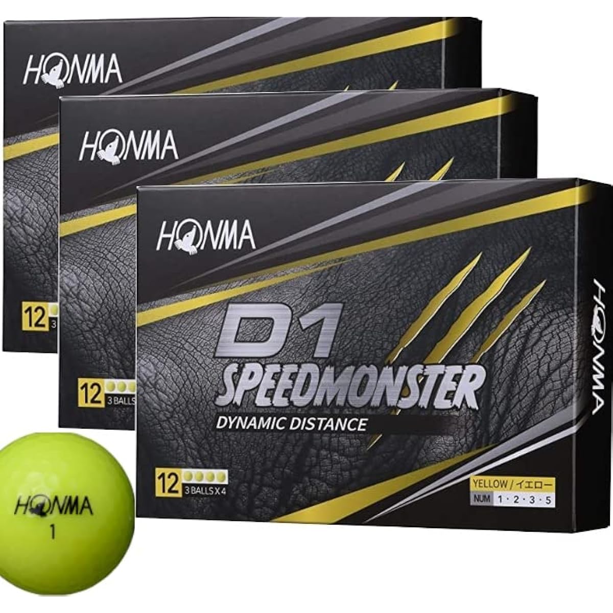 Honma Golf HONMA Ball D1 Speed Monster Ball 3 Dozen Set 3 Dozen (36 Pieces) Yellow