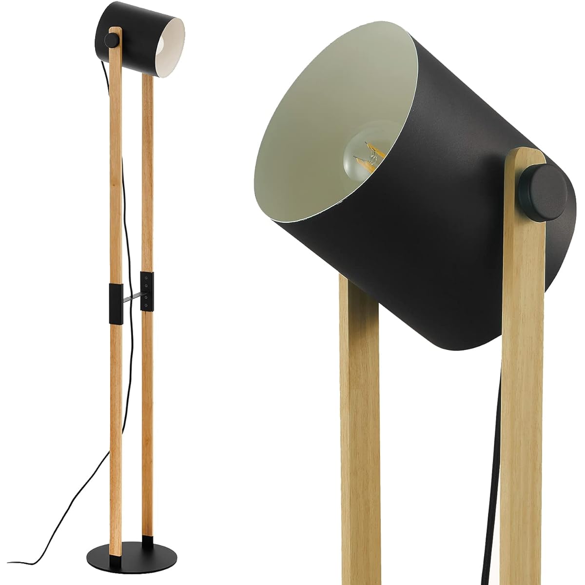 EGLO/HORNWOOD Horn Wood Floor Stand Light Floor Light Spotlight Wooden Natural Wood Natural Scandinavian Stylish Indirect Lighting LED