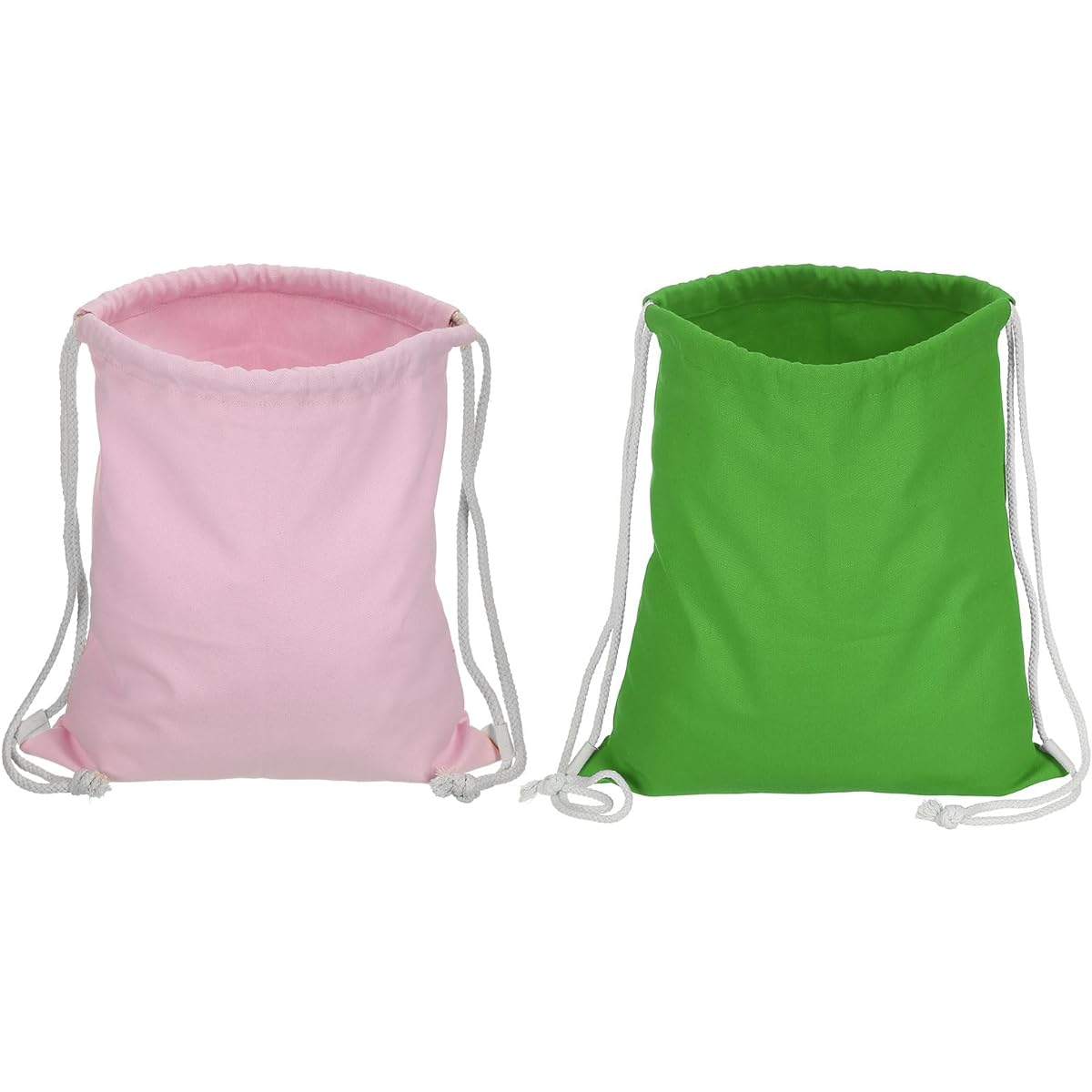 PATIKIL Cotton String Bags Set of 2 Cotton Folding Sports Gym Bags for Women Men Gym Sports Travel Pink Green