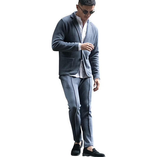 Cavalier Men's Unisex Top and Bottom Setup Jacket Long Pants Waffle Stretch CAJP22-12