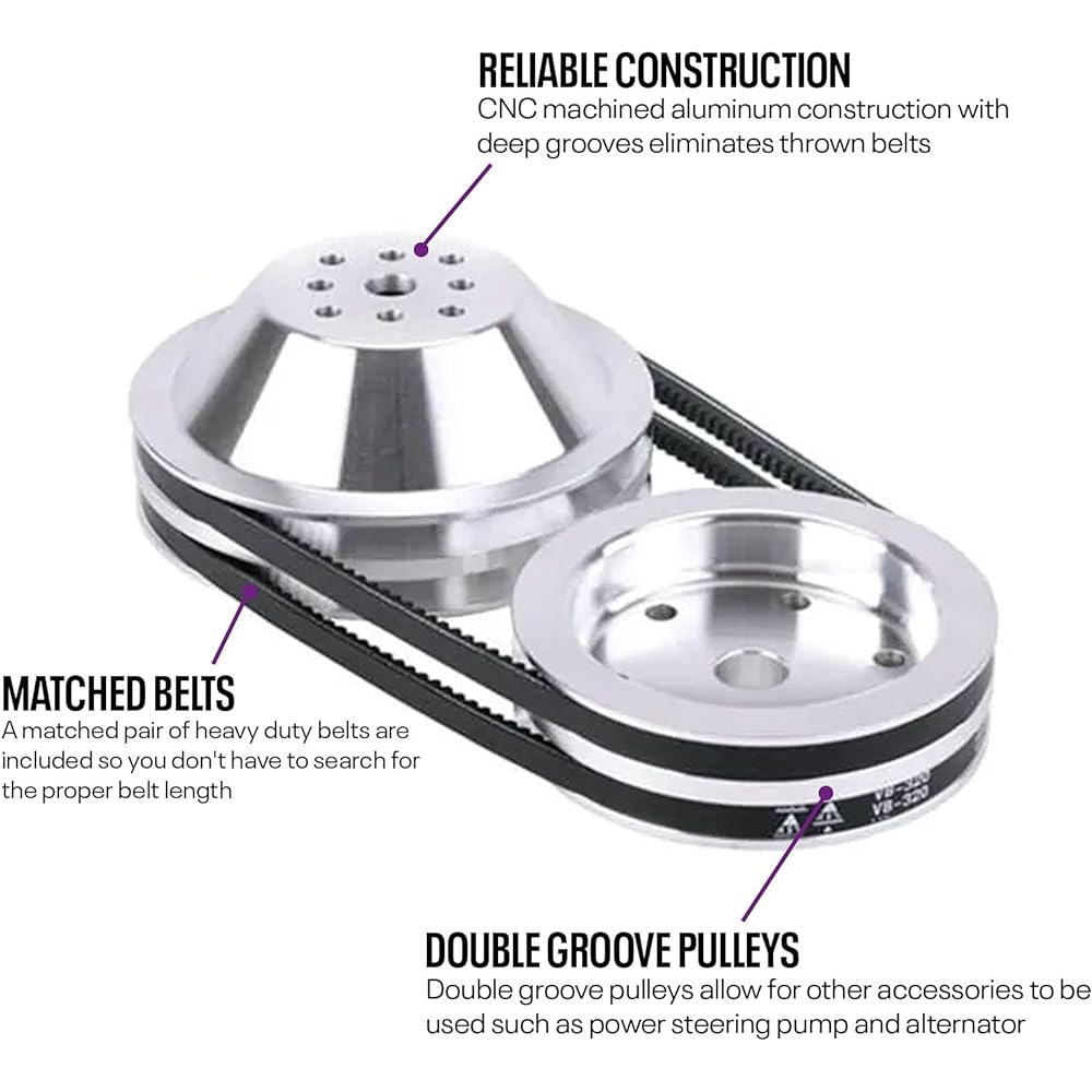 Small block Chevrolet short pump reduction pulley combo