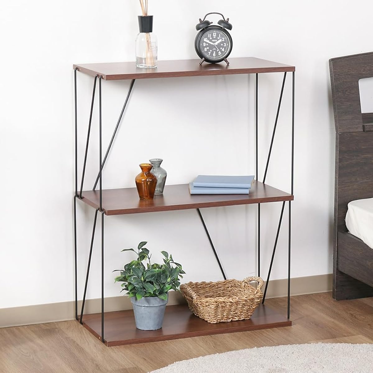 IRIS PLAZA EZBO Wire Rack, Open Shelf, Open Rack, Width 61.5cm, Height 81cm, Depth 31cm, 3 Tiers, Assembleable, Brown, Super easy to assemble with no tools required, A4 size storage possible