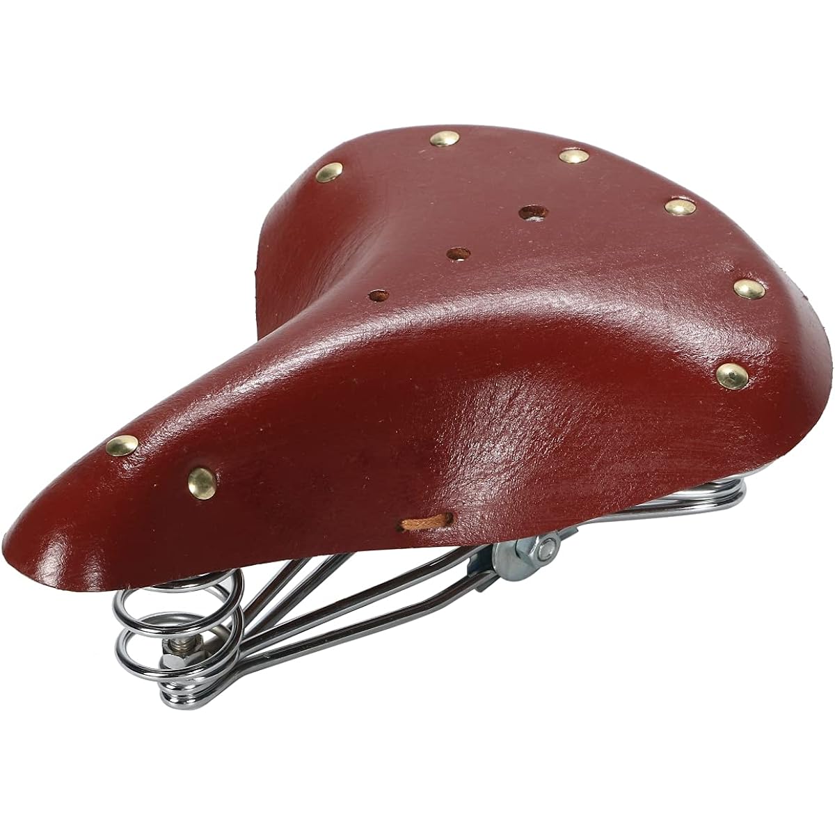 r_planning Universal Bicycle Saddle Genuine Leather Retro Spring Antique Brown