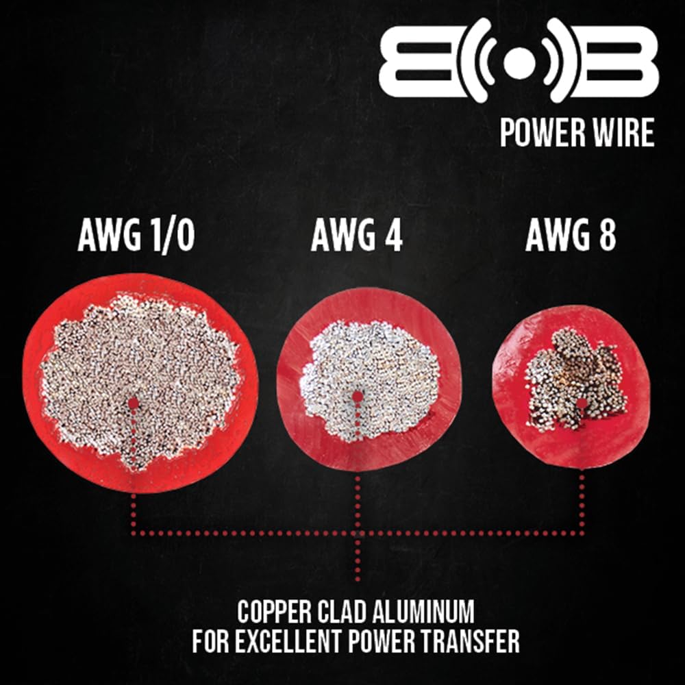 BELVA BAK44 4 Gauge Premium (CCA) Copper Clam Complete 4 Channel Amplifier Kit RCA Up to 1200 watts for amplifier -red