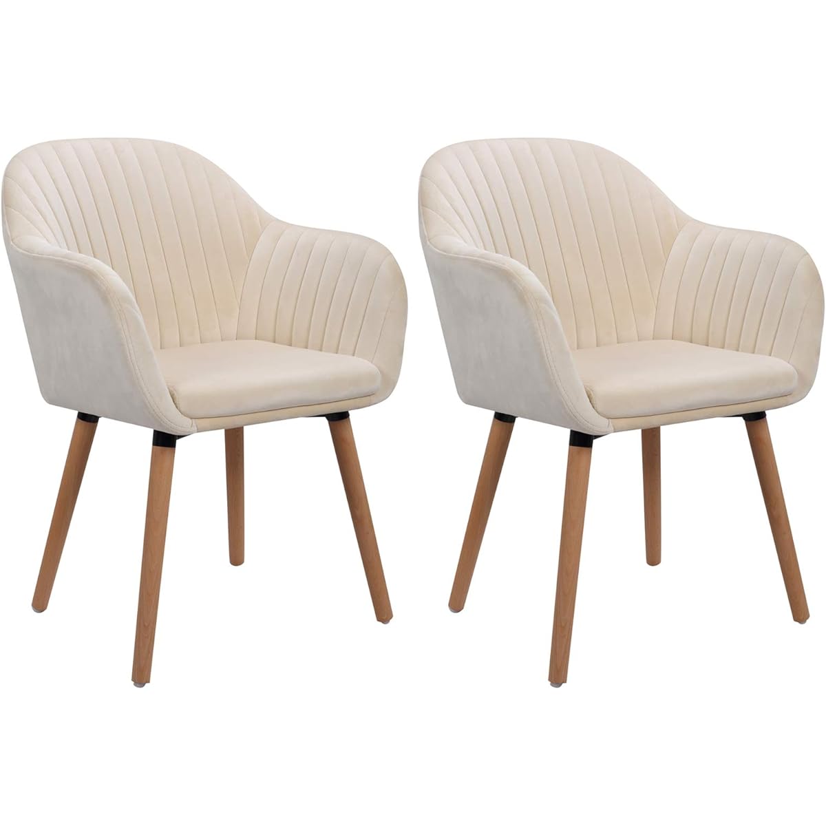 WOLTU Dining Chair Set of 2 Kitchen Chair Solid Wood Frame Cream BH95cm-2