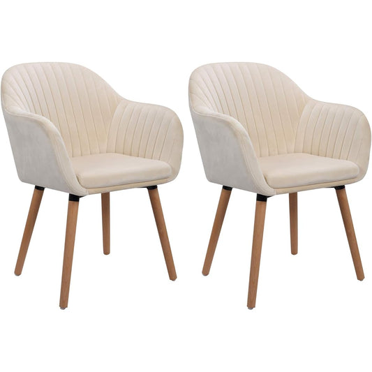WOLTU Dining Chair Set of 2 Kitchen Chair Solid Wood Frame Cream BH95cm-2