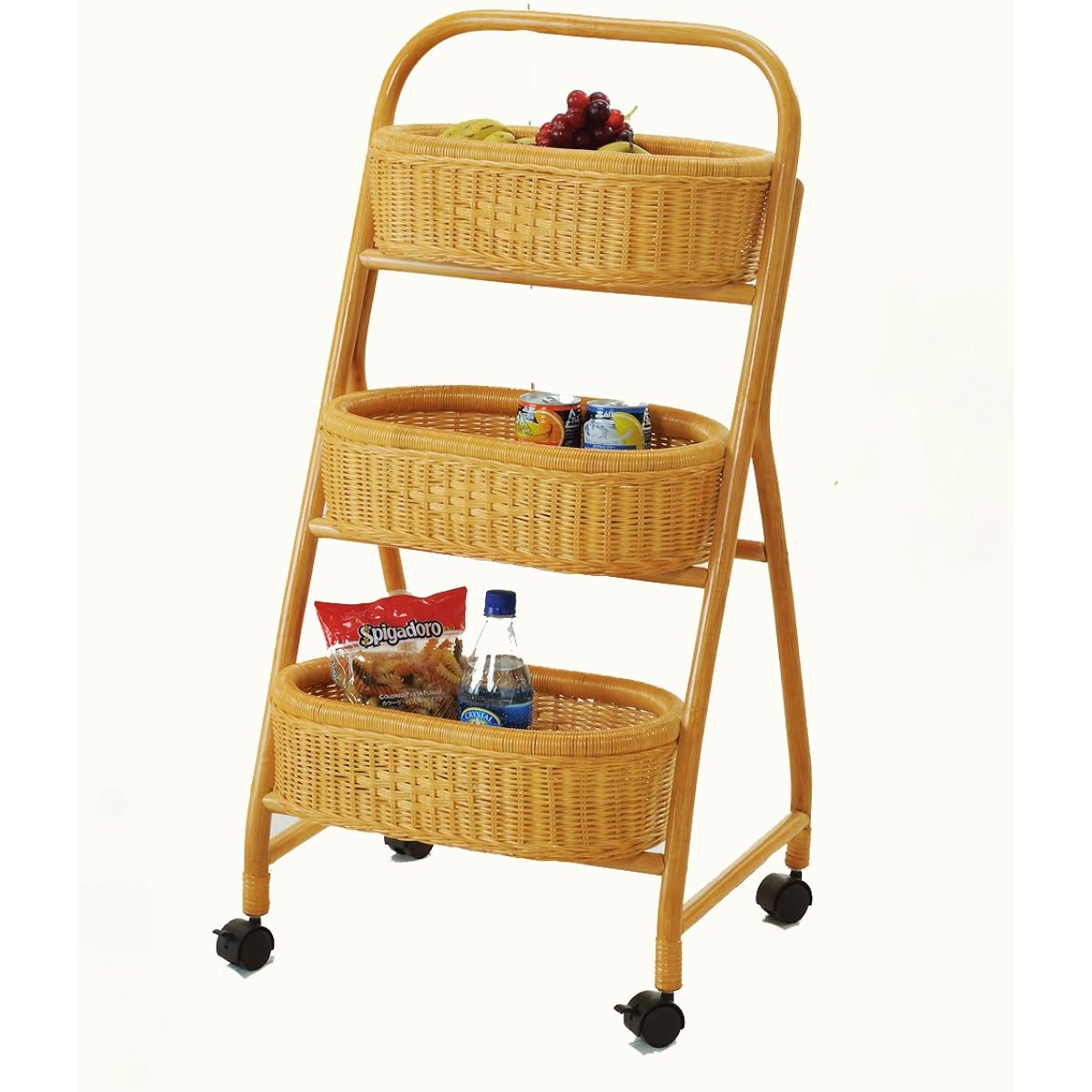 Imaeda Shoten Rattan Basket Rack with Casters R-269