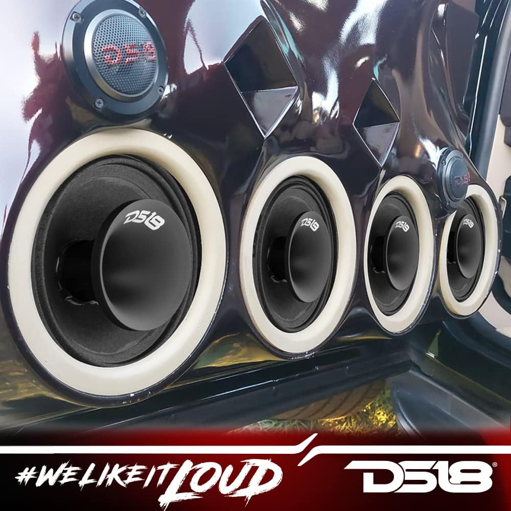 DS18 PRO-HY6.4MSL 6.5 inch shallow hybrid mid-range car audioloud speaker driver and grilled built-in 300W 150W RMS 4 ohm (1 speaker)