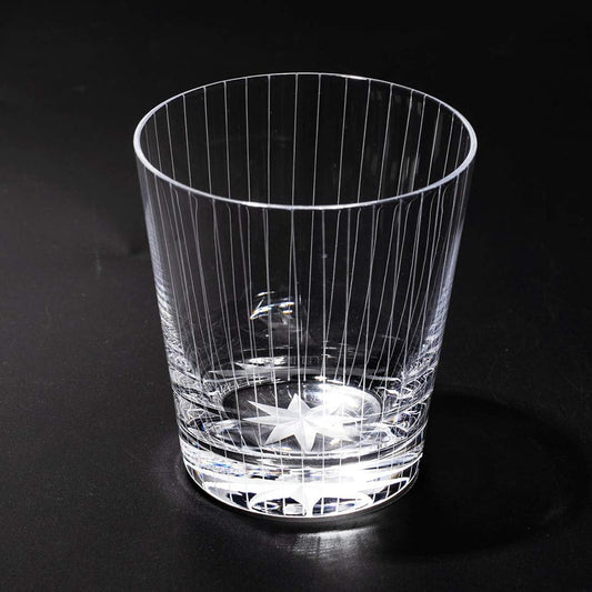 [Taimuro Kobo Official] Edo Kiriko Standing Striped Crest Old Glass (Transparent) TB0036-40 Presentation Box Made in Japan