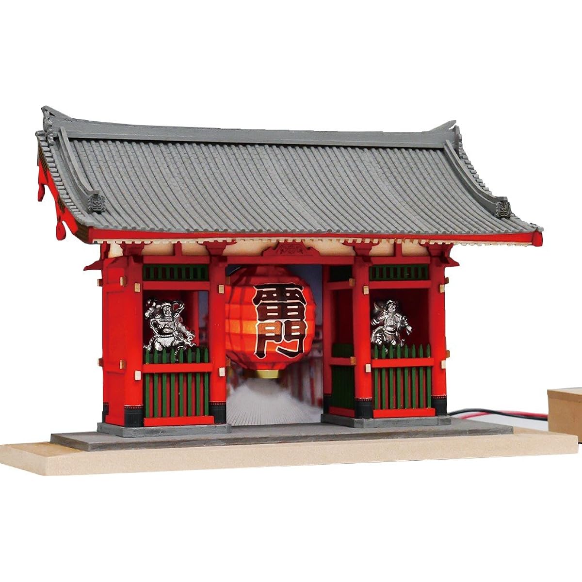 Woody Joe 1/100 Half Type Sensoji Temple Kaminarimon Soft Metal Wind God and Thunder God Wooden Model Unpainted Assembly Kit