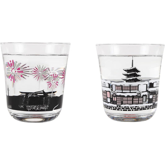 Kotorabo Glasses that change color depending on the temperature, 360 degree cooling glasses, made in Japan, set of 2, present, gift box included, glass tumbler pair (summer/winter)