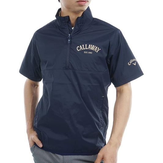 [Callaway] Men's Short Sleeve Half Zip Blouson (Stretchy, Water Repellent, Mesh Lining) / Golf / C23116100