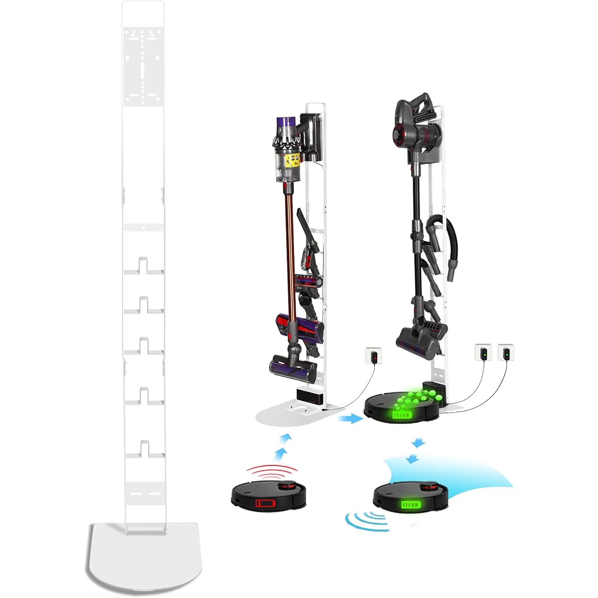Stand for Dyson vacuum cleaner V12 V11 V10 V8 V7 V6 compatible, rechargeable, multiple holes, freestanding, for robot vacuum cleaner, genuine stand, all-purpose stick cleaner storage stand, white…