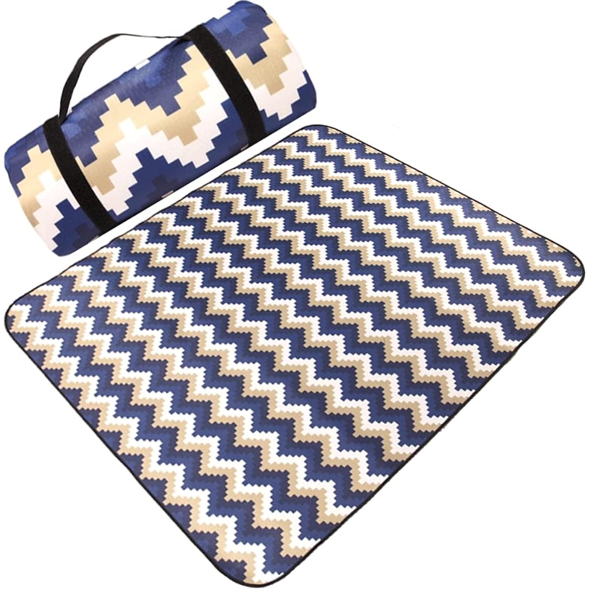 Leisure Mat, Leisure Sheet, 200cm x 150cm, 3-Layered Thick, Compact Mat, Picnic Rug, Native, Stylish, Foldable, Outdoor, Camping, Leisure, Sports Day, Cherry Blossom Viewing (150cm x 200cm, Wave)