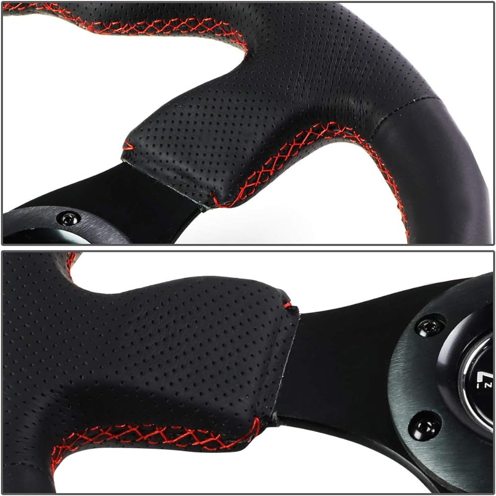 NRG Innovations RST-012R-RS reinforced steering wheel (320mm sports leather steering wheel red stitch)