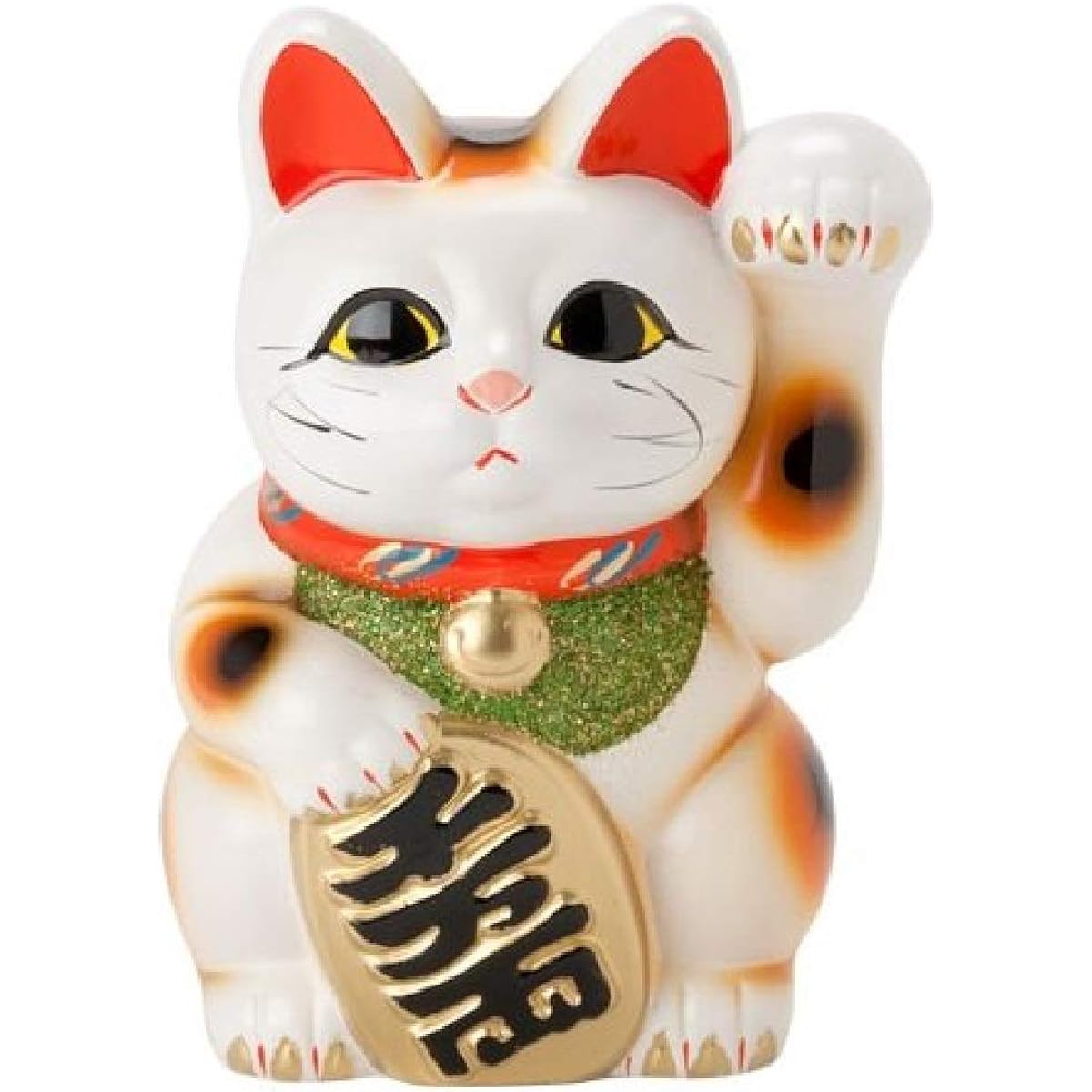 White small cat No. 6, left hand inviting people, beckoning cat, Tokoname ware
