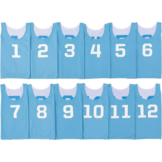 ATHLETIC MART Bibs (reversible) No. 1 to 12, numbered front, front, and back, 12-piece set [storage mesh bag included] [6 colors of bibs] Free for men and women, adults, elementary school students, soccer, basketball, school, lacrosse, futsal