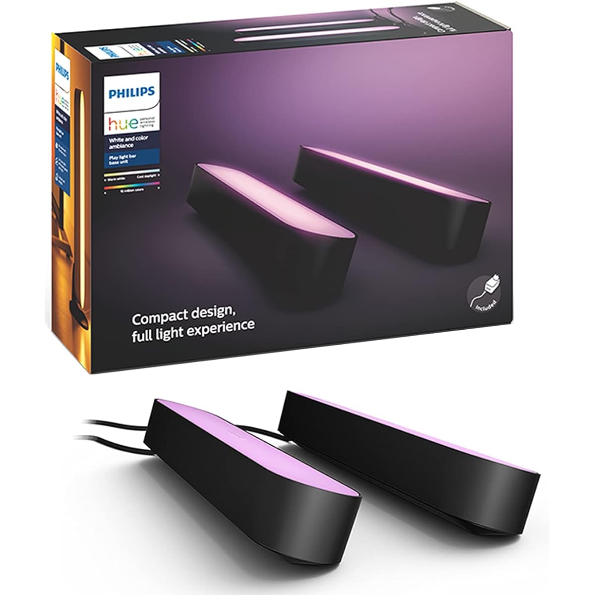 Philips Hue LED Bar Light Smart Light Gaming Display Monitor Light Bar Alexa Compatible RGB Dimming Indirect Lighting Echo Google Home Siri Full Color [Genuine Japanese Product] Hue Play 2 Pieces + 1 Power Adapter