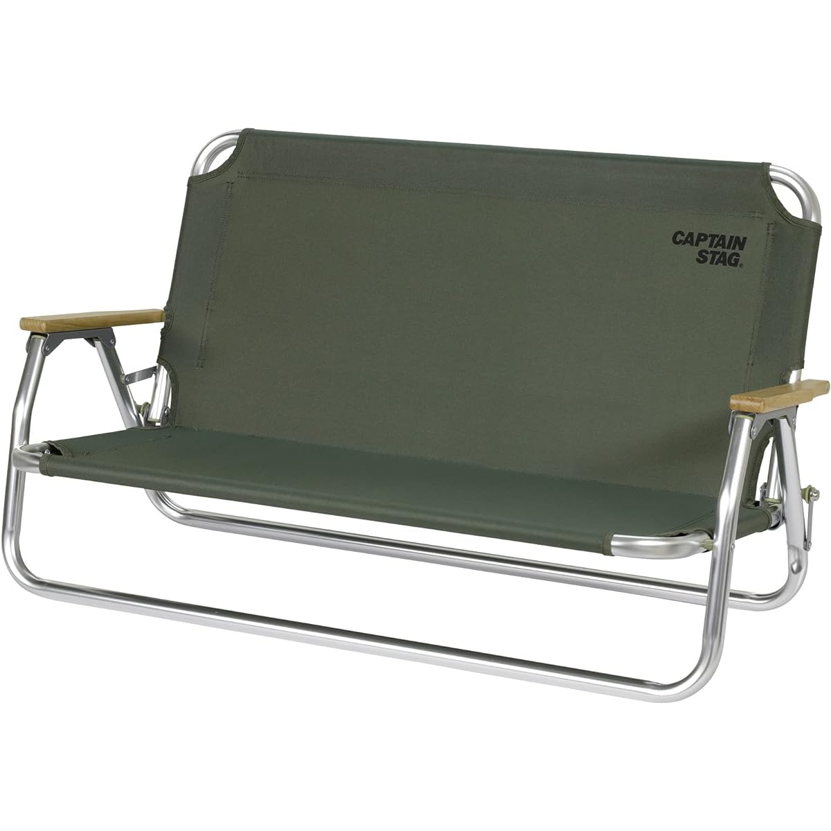 CAPTAIN STAG Bench Low Bench Aluminum with Back Grand Low Bench Olive UC-1854 Width 1,025 x Depth 560 x Height 560 mm