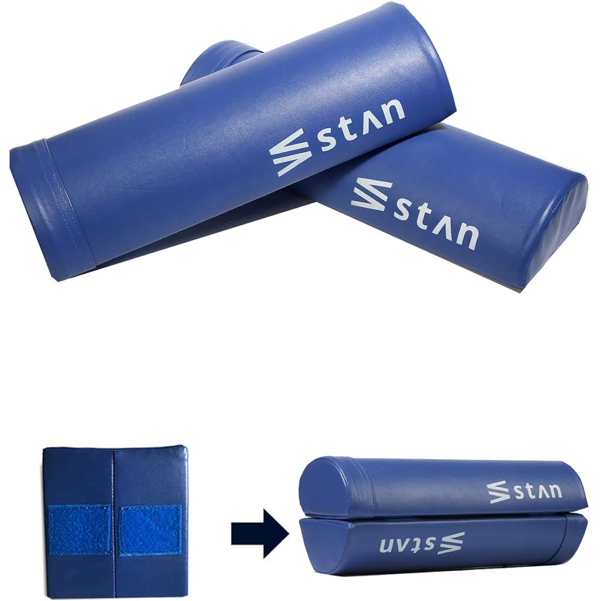 stan Stretching Pole Foam Roller Semicircle Half Cut Set of 2 Yoga Pole Short Kamaboko Shape (Blue)