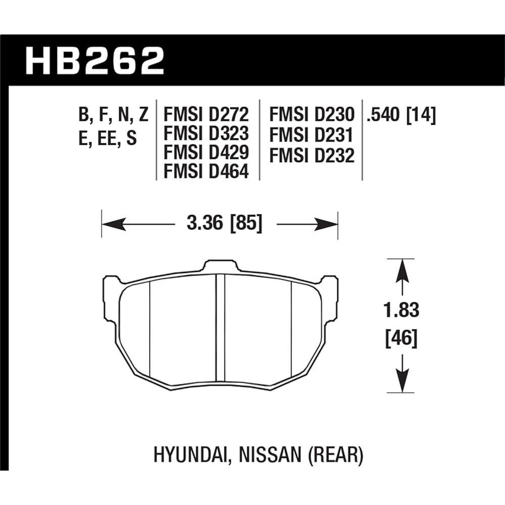 Hawk Performance HB262F.540 HPS Performance Ceramic Brake Pad
