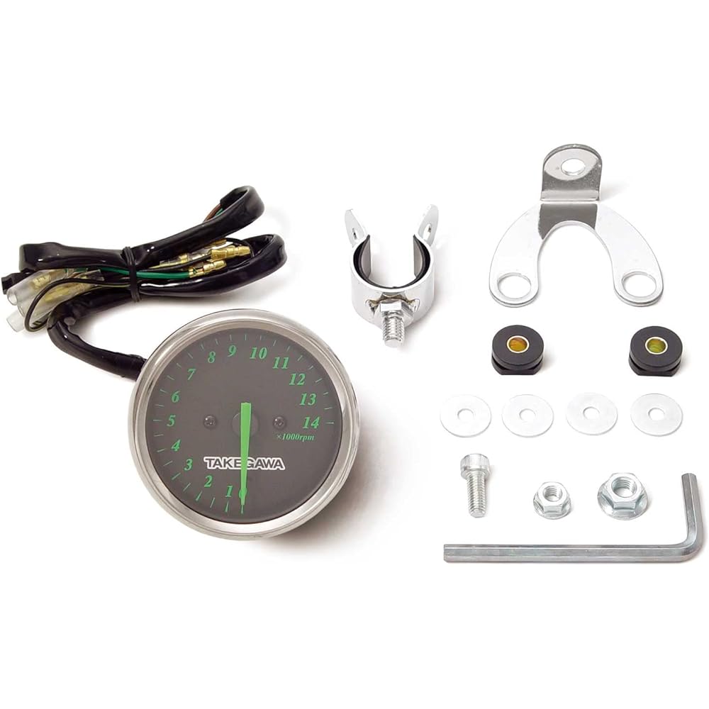Special Parts TAKEGAWA Black & Green Tachometer Kit (Electric) 12V Monkey/Gorilla 05-05-0091