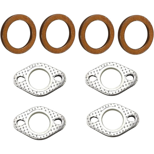 4pcs 27mm Graphite Gasket + 4pcs 30mm Orange Metal Gasket Compatible with GY6 / ATV/Scooter/Go Kart/Moped Engine Multilayer Exhaust Pipe Gasket