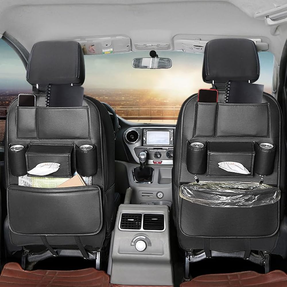 SENYAZON Universal Car Seat Organizer, 4th Generation Enhanced Carrier Seat Organizer, Waterproof PU Leather Car Organizer, 1 piece (pink)