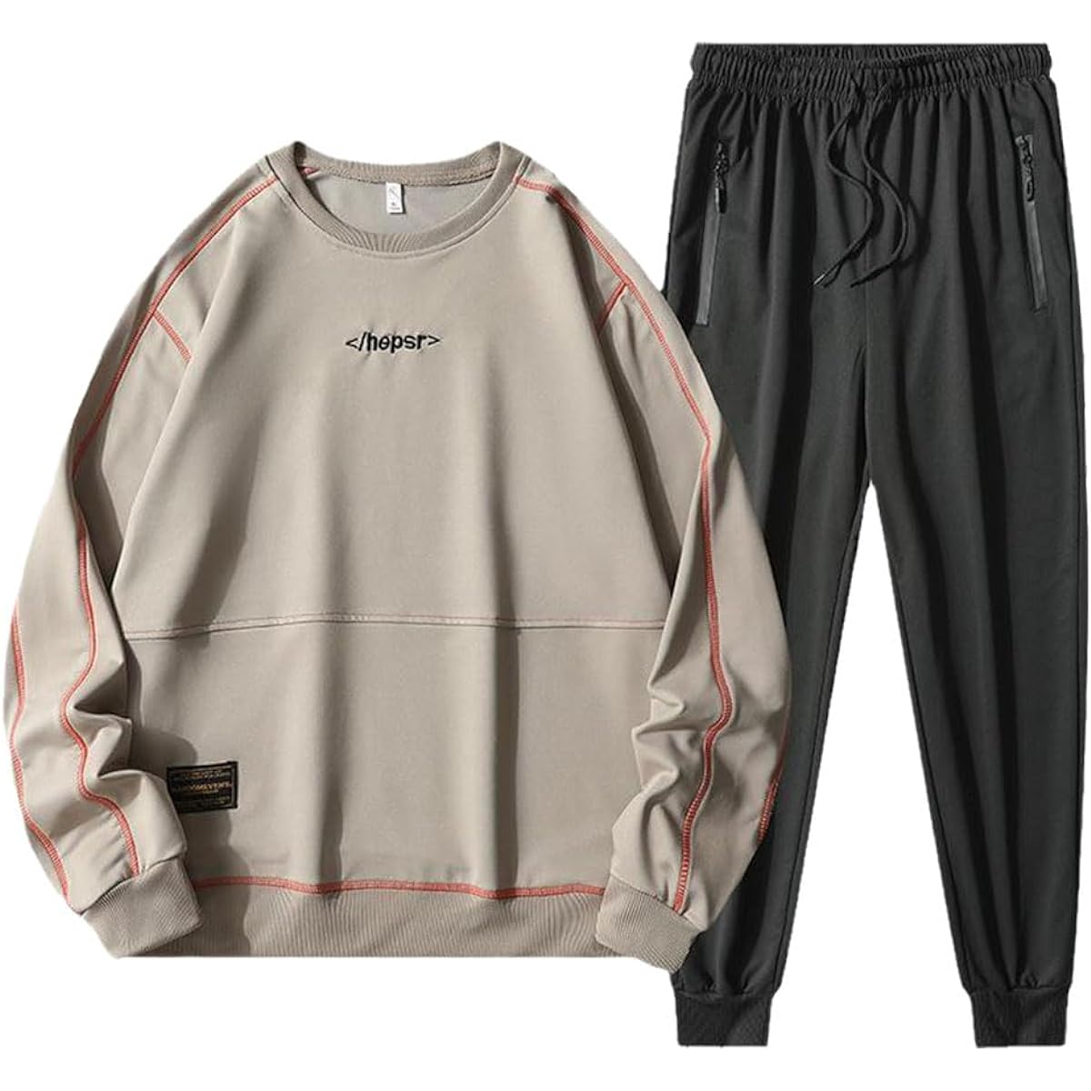 [Froyland] Men's Jersey Top and Bottom Set, Long Sleeve, Trousers, Sweatshirt, Top and Bottom, Autumn, Winter, Large Size, Stretch, Casual, Sports, Loungewear, Autumn Clothes, Winter 2-Piece Set