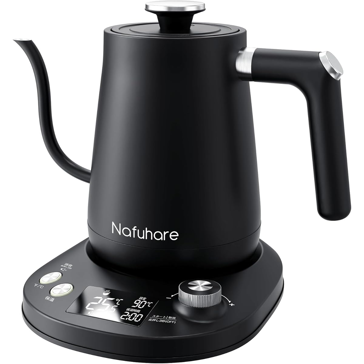 [Nafuhare Original] Electric Kettle, Coffee Kettle, 0.8L, 1200W, Temperature Adjustment, Heat Retention Function, Drip Kettle, Narrow Mouth, Coffee Pot, 1℃ Increment Temperature Setting, Keeps Warm for 2 Hours, Drip Timer Function, Dry Cooking Prevention