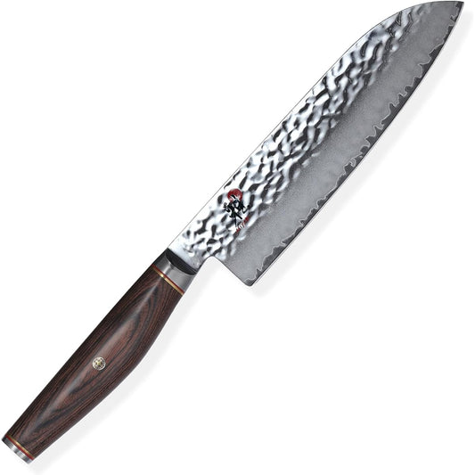 MIYABI "6000MCT Santoku Knife 180mm Made in Japan" Multilayer Steel Hammered Knife Made in Seki City, Gifu Prefecture [Authorized Japanese Product] 34074-181