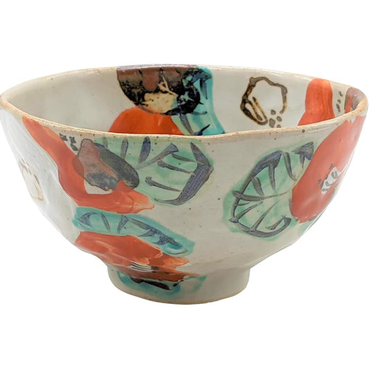 Mino Ware Wada Hitori Rice Bowl 11cm Colored Camellia Made in Japan 105-0041