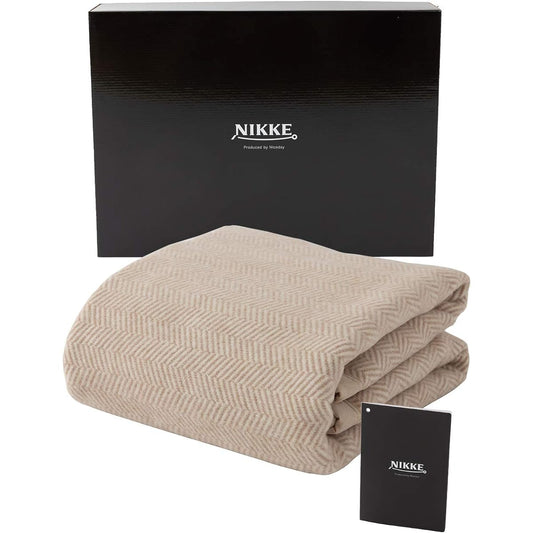 Nice Day Wool Blanket, Beige, Single (140 x 200 cm), 100% wool (fuzz part), Moisture absorbing and releasing, non-stuffy blanket, washable, NIKKE, Made in Japan, 56450105