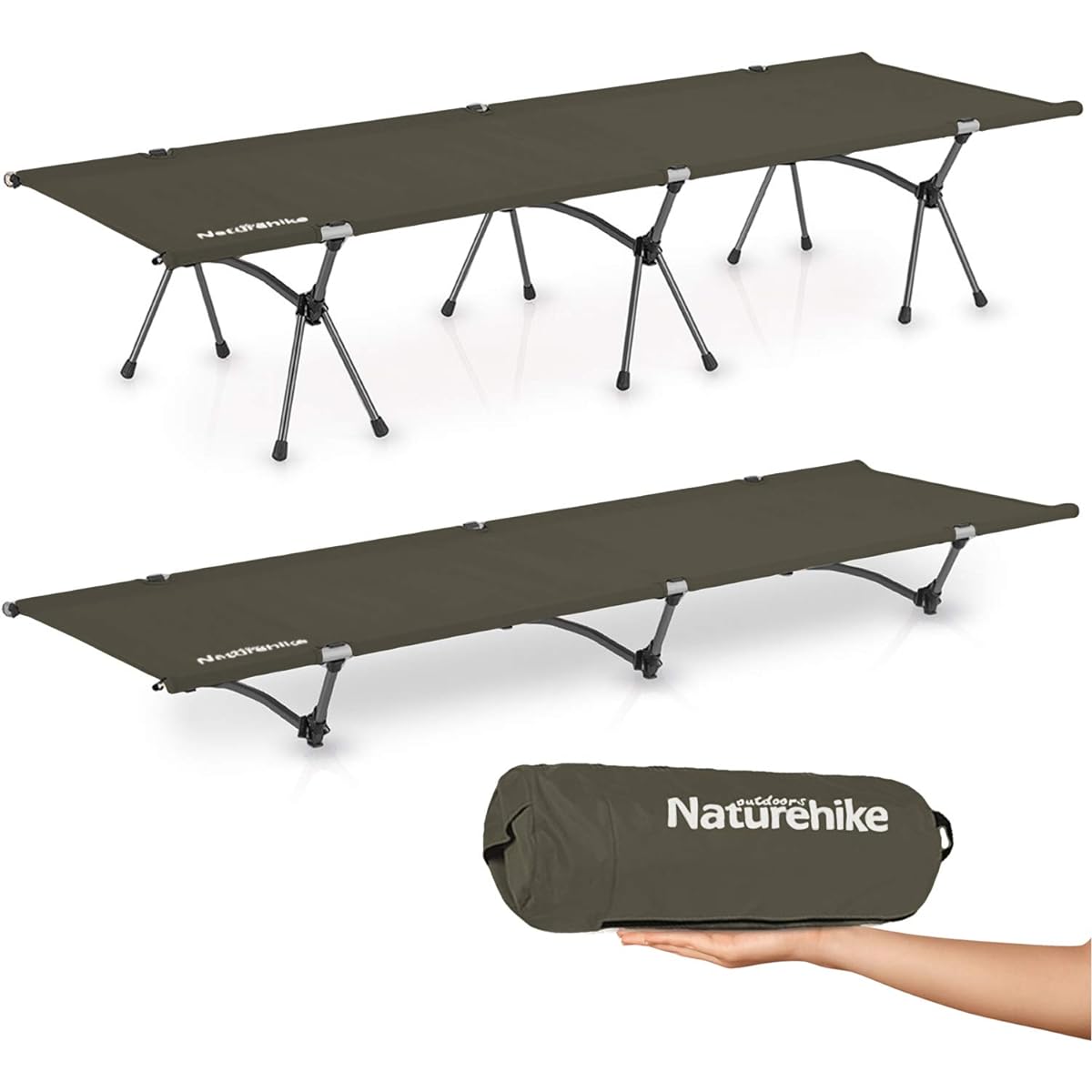 Naturehike Upgraded Outdoor Bed Folding Cot Lightweight Compact Load Capacity 150kg Waterproof Storage Case Included [Naturehike Regular 6 Month Warranty]