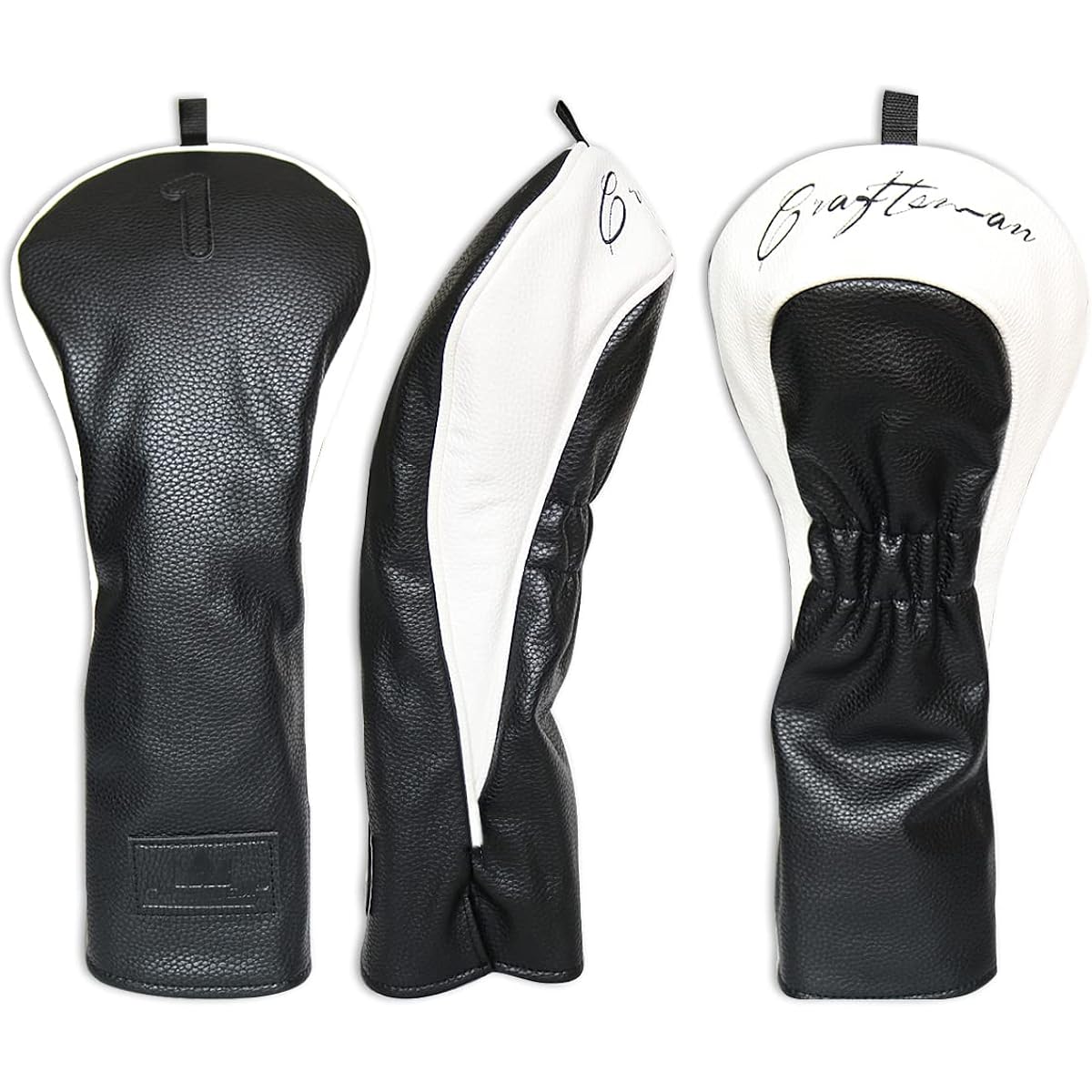 CRAFTSMAN Golf Wood Cover Club Head Cover Set/Single Item for Driver/Fairway Wood/Utility (Number Tag Included) Three Piece Design Black