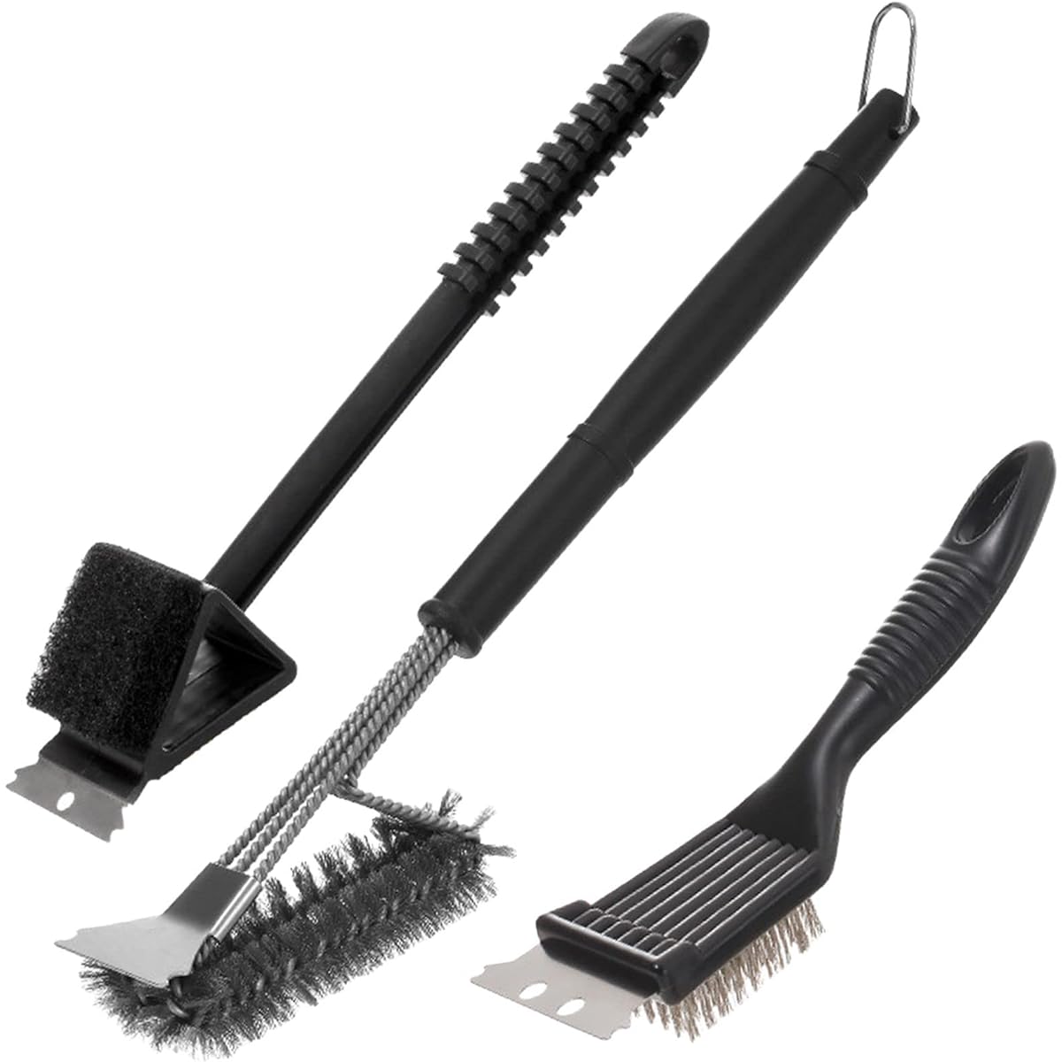 TOMMYFIELD Brush Net Barbecue Grill Brush Cleaning Stainless Steel Kana Brush (Set of 3)
