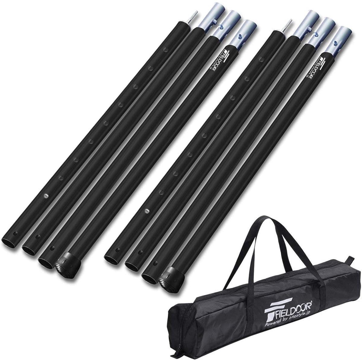 FIELDOOR Aluminum Tent Pole Diameter 32mm Set of 2 (4 connected / Height Adjustable / 8 Levels / Alumite Processed / 280cm) Camping Tarp Tent