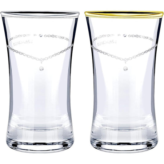 [Lara Christie] Ochoco Set Liquor Glass Shot Glass Pair Glass Gift Platinum Gold Edge Wrap 90ml lh-84-0005p