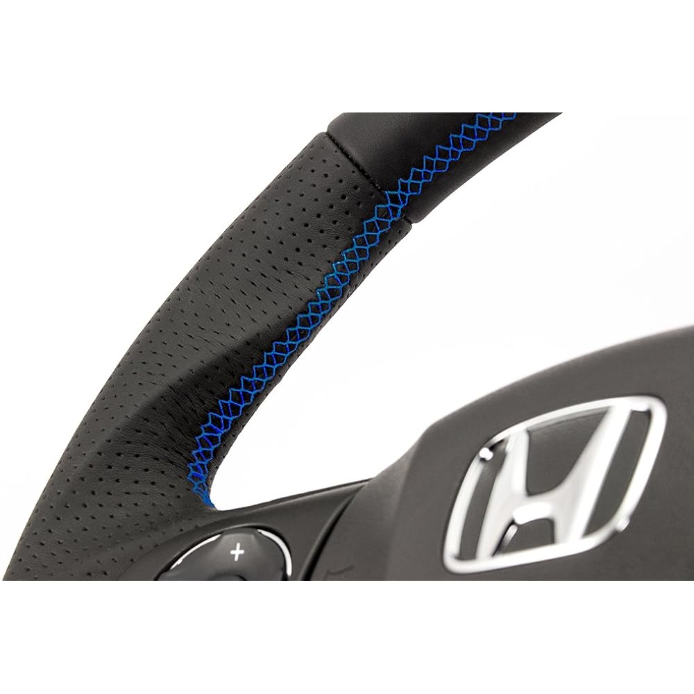 KENSTYLE Original Steering HA02 Honda Vezel (RU1/RU2/RU3/RU4) All Black Leather (Blue Stitch)