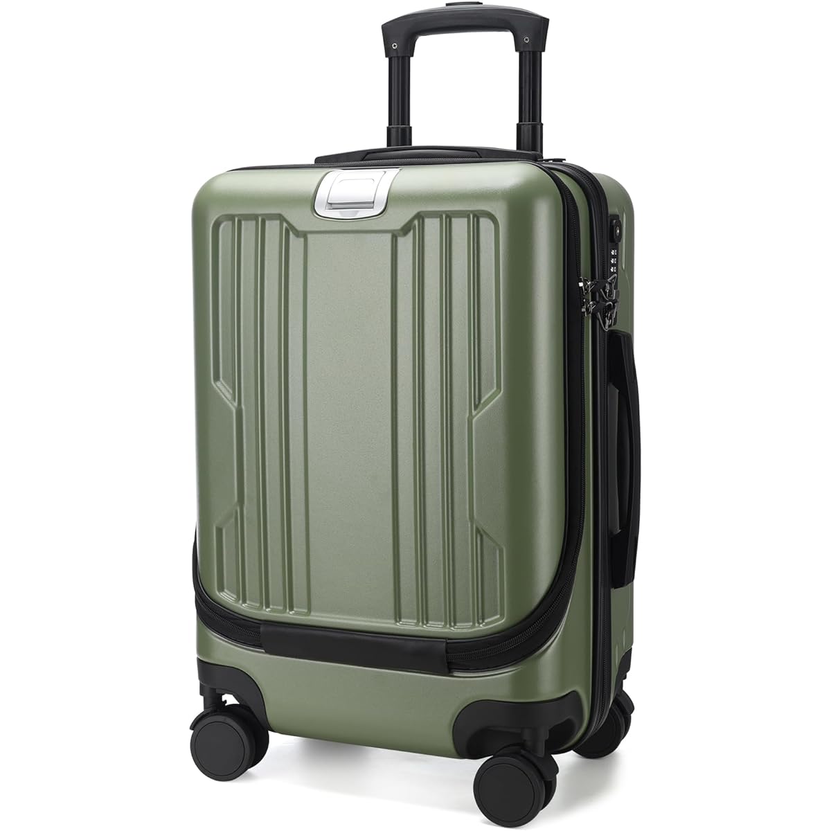 [Roam.Cove] Suitcase, Front Open Carry Case, Carry-on, Front Open, Computer Storage, Lightweight, Quiet, TSA Lock, Business, Simple, Stylish, S Size (Green)