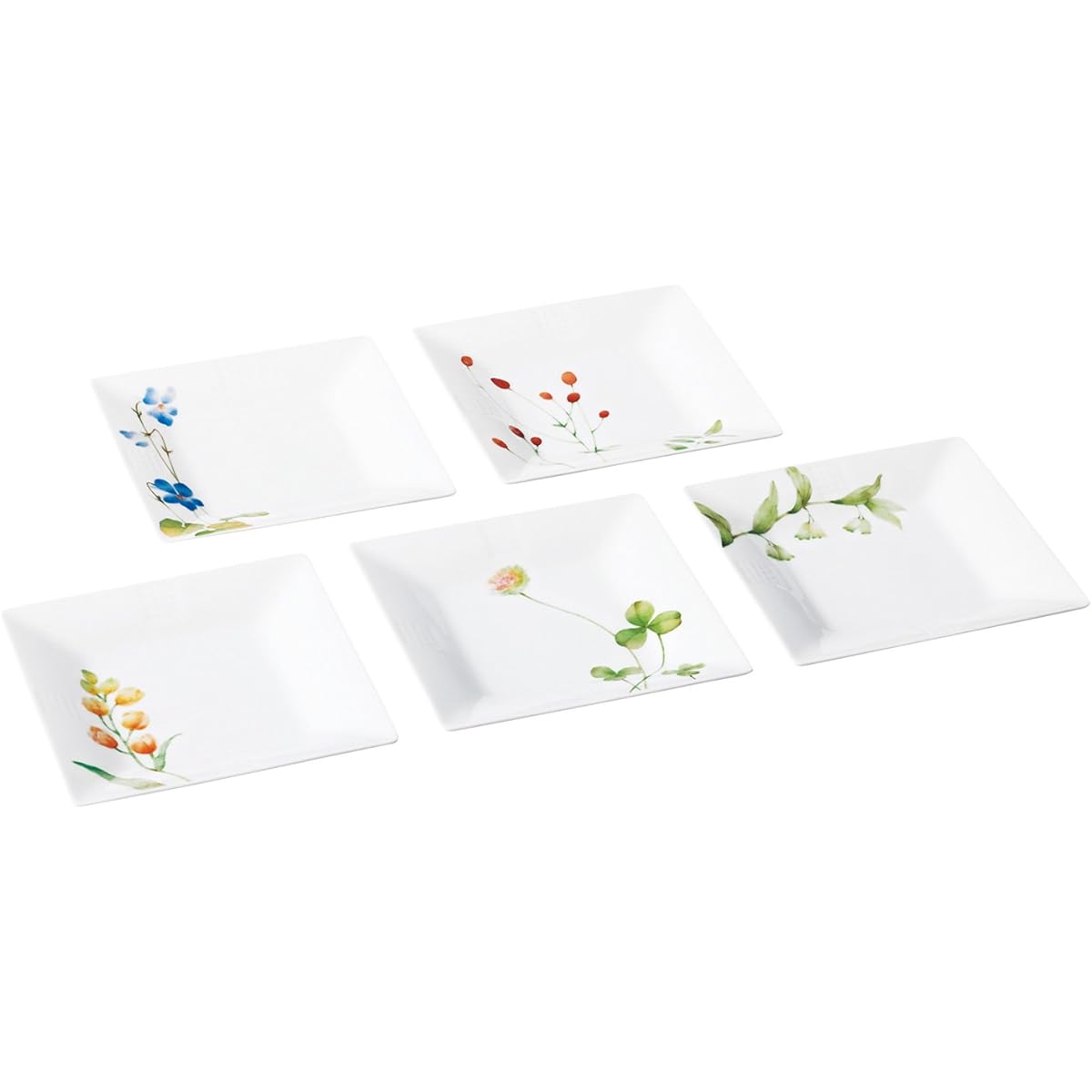 Noritake Square Plate (Picture Change Set) 15cm Azuma no Michi Microwave Safe Dishwasher Safe 5 Pieces Fine Porcelain F10194/1654-15
